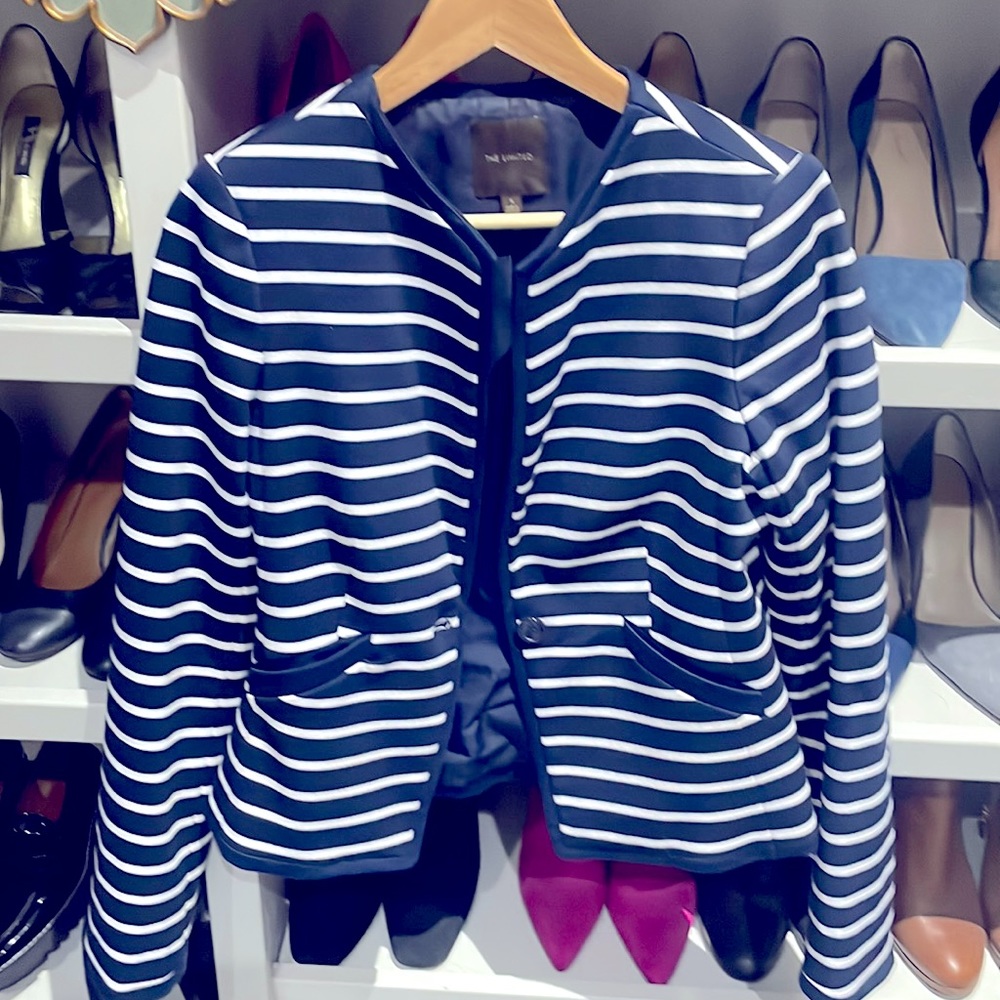 Nautical stripe blazer. Blue and white, size small from the Limited.